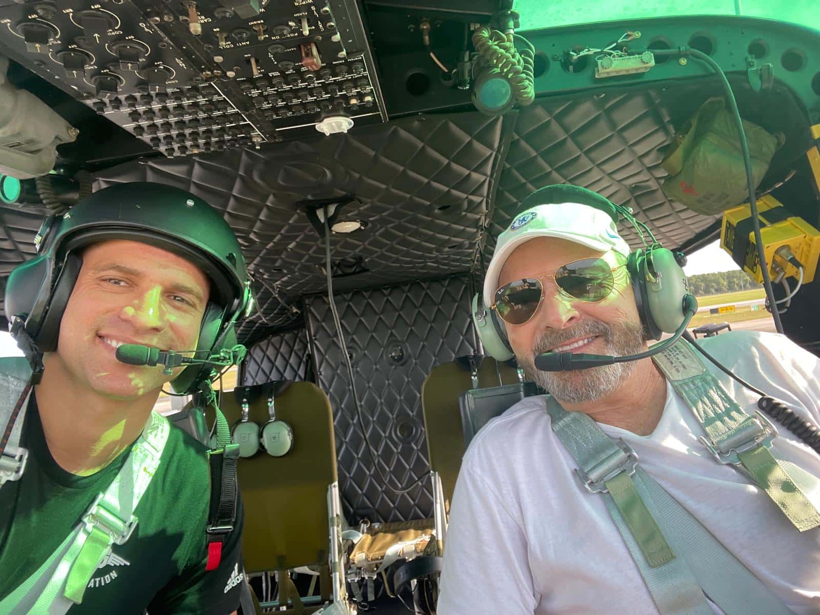 In the helicopter cockpit